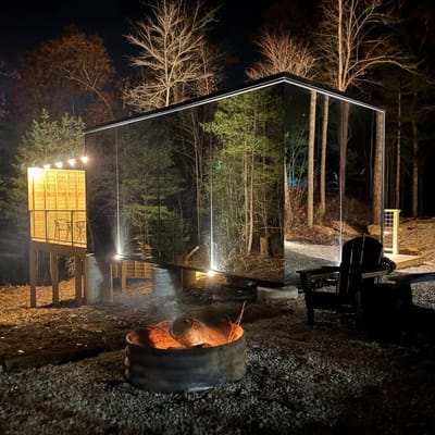 Woodsy Mirror Home with Hot Tub